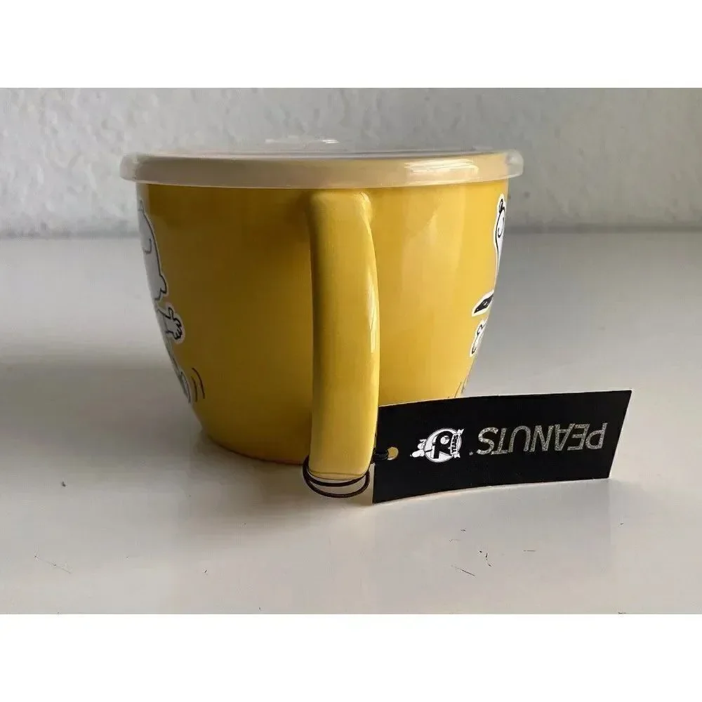 Peanuts Snoopy‎ and Charlie Brown Soup Bowl Cup Mug Microwave Vented Lid 23.5 Oz